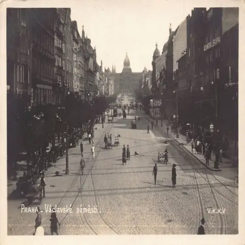 A742 Tschechien Praha Vaclavske Namesti Prag Adamova Lekarna RPPC Postkarte