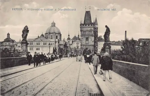 A742 Tschechien Altstadt Brückenturm Praha Prag Vintage Postkarte