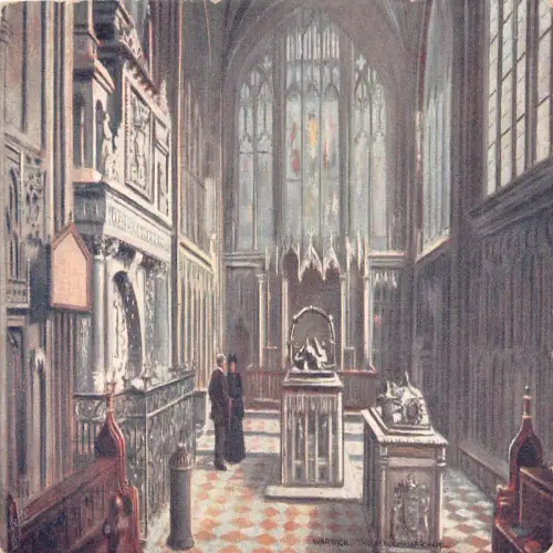 B141 England Warwick Chapel Interior Vintage Postkarte