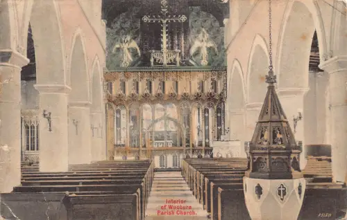 B141 England 1907 Interieur of Wooburn Parish Church Vintage Postkarte