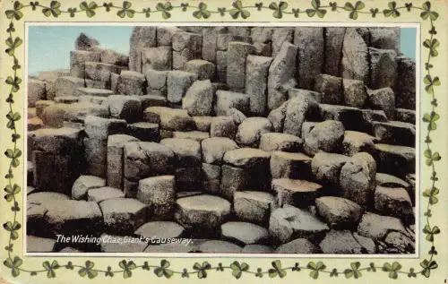 B141 Irland 1937 Wunschstuhl Giant's Causeway Kleeblatt Passepartout Postkarte