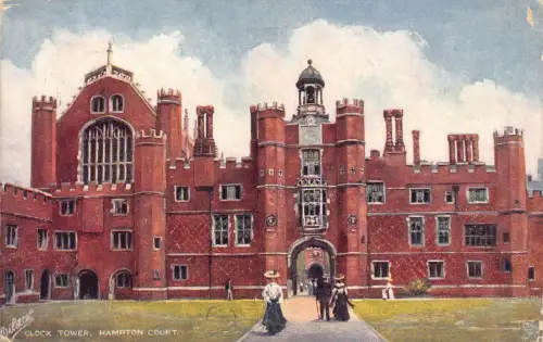 B141 England 1905 Clock Tower Hampton Court Art Vintage Postkarte