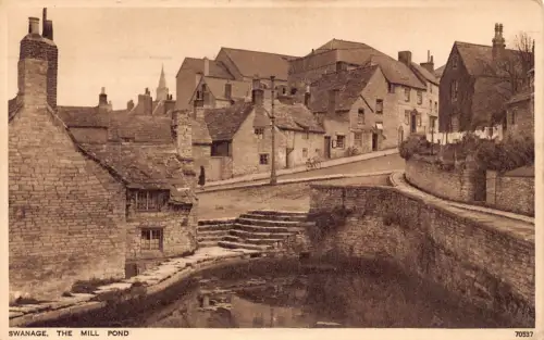B141 England 1936 Swanage Mill Pond Vintage Postkarte