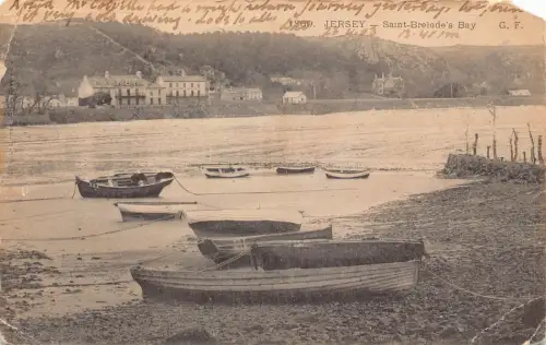B141 England 1903 Jersey Saint Brelade's Bay Boats Vintage Postkarte