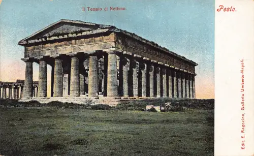 A746 Italien Pesto Il Tempio di Nettuno Tempel Vintage Postkarte