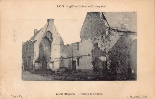 A747 Belgien 1919 Ruinen des Krankenhauses nach dem Ersten Weltkrieg alte Postkarte