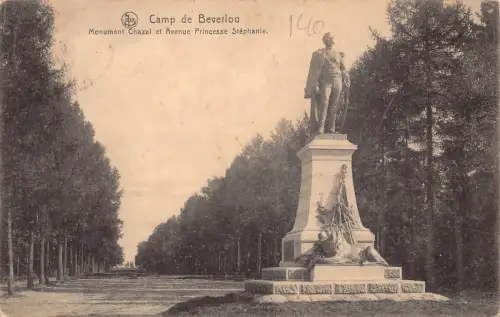 A747 Belgien 1913 Camp de Beverloo Denkmal Chazal Avenue Princesse Postkarte