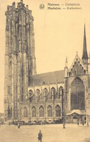 A747 Belgien Malines Mechelen Kathedrale Vintage Postkarte