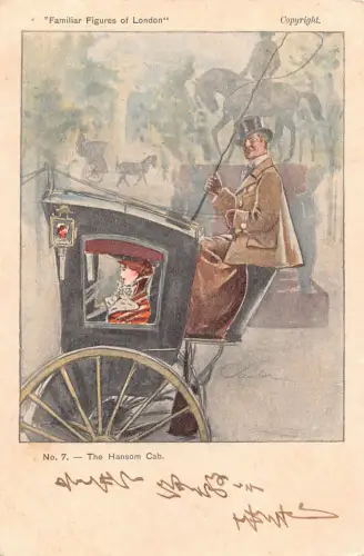 L481 Familiar Figures of London von Samber The Hansom Cab 1901 Vintage Postkarte