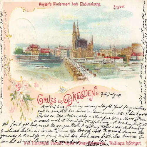 L481 Deutschland 1899 Gruss aus Dresden Litho Vintage Postkarte