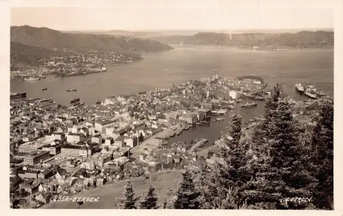 A751 Norwegen 1939 Bergen Gesamtansicht RPPC Vintage Postkarte