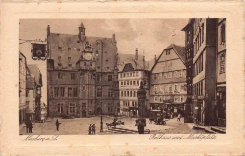 A754 Deutschland Marburg A L Rathaus und Marktplatz Vintage Postkarte
