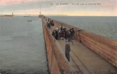 A754 Frankreich Le Havre Nouvelle Jetee Hafeneinfahrt Teleskop Fahrrad Postkarte