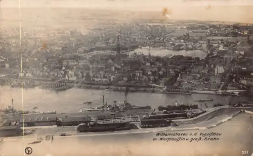 A754 Deutschland Wilhelmshaven ad Vogeschau Hafen Dampfschiff RPPC Postkarte