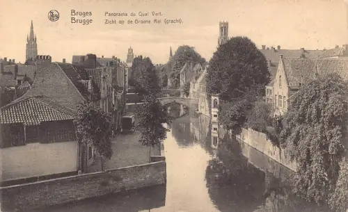 A755 Belgien Brügge Brügge Panorama du Quai Vert Kai Vintage Postkarte