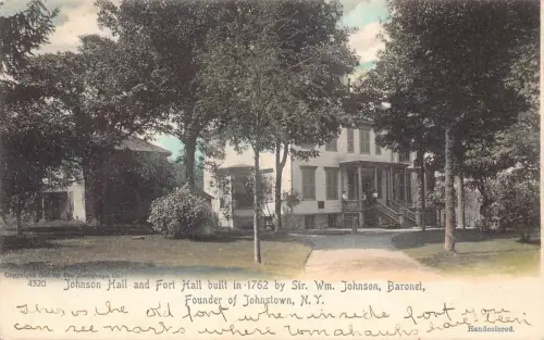 A756 US New York Johnson Hall und Fort Hall Johnstown Vintage Postkarte