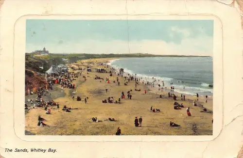 B142 England The Sands Whitley Bay Passepartout Vintage Postkarte