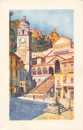 B148 Italien Amalfi Il Duomo Kathedrale Kunst Vintage Postkarte