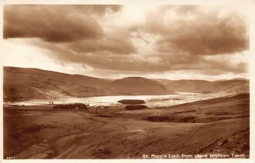 L242 Schottland St Mary's Loch von oben Dryhope Tower Vintage Postkarte