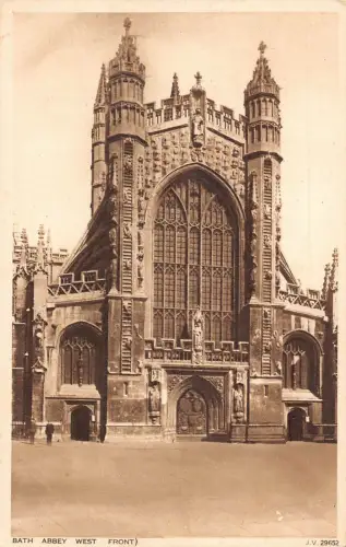 L240 England Bath Abbey West Front Vintage Postkarte