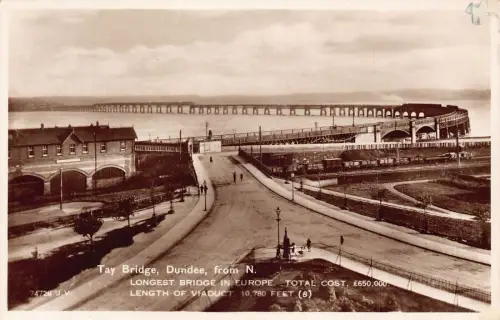 L239 Schottland Tay Brücke Längste in Europa Dundee RPPC Vintage Postkarte