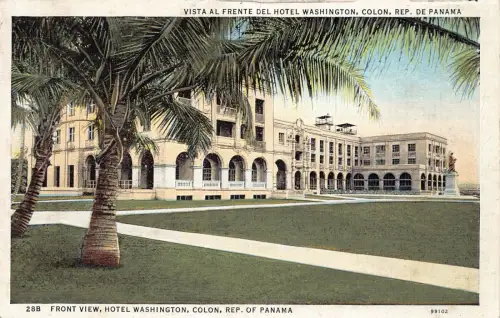 B176 Panama Frontansicht Hotel Washington Colon Vintage Postkarte