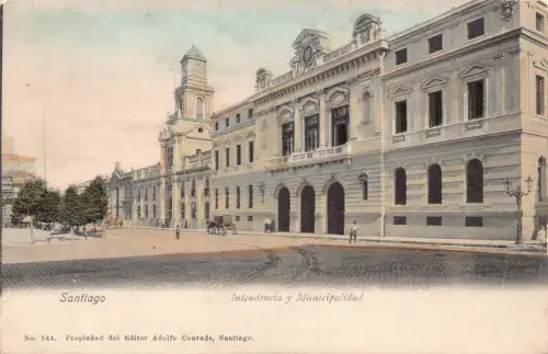 A813 Chile Santiago Intendencia y Municipalidad Vintage Postkarte