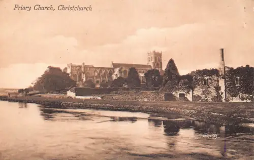 A023 England Christchurch Priory Church Vintage Postkarte