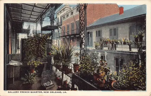 A025 US New Orleans Louisiana Gallery French Quarter Vintage Postkarte