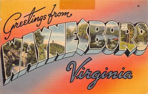 B187 US Grüße aus Waynesboro Virginia Landschaft Vintage Postkarte