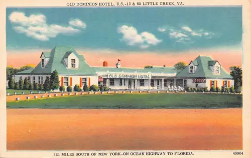 B185 US Little Creek Virginia Old Dominion Hotel Vintage Postkarte