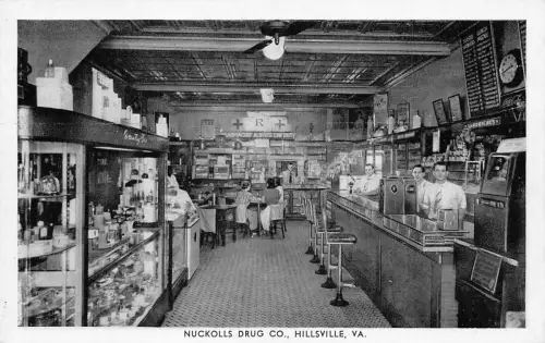 B185 US Nuckolls Drug Co Hillsville Virginia Apotheke Vintage Postkarte