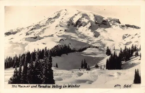 A193 US Washington Mt Rainier und Paradise Valley im Winter Vintage Postkarte
