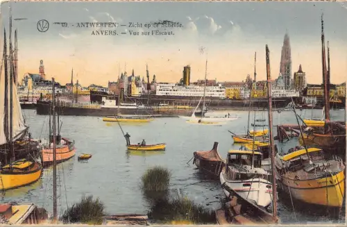 A205 Belgien 1930 Anvers Antwerpen Hafenansicht Dampfschiff Postkarte