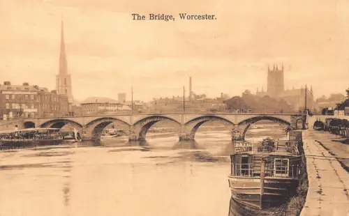A032 England The Bridge Worcester Boot Vintage Postkarte