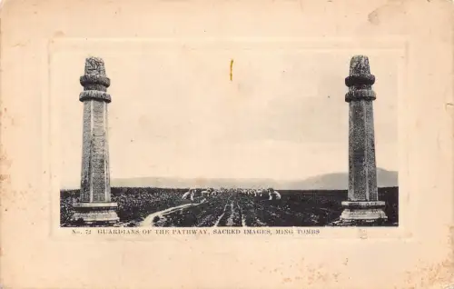 B200 China Wächter des Weges Heilige Bilder Ming Gräber Vintage Postkarte