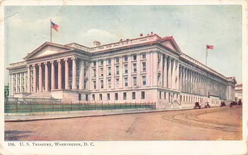 A855 US 1908 Treasury Washington DC Vintage Postkarte