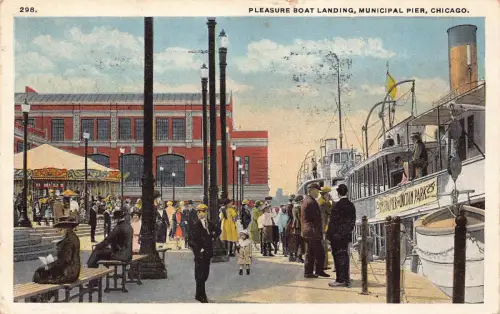 A861 US Chicago Illinois Municipal Pier Pleasure Boat Steamboat 1922 Postkarte