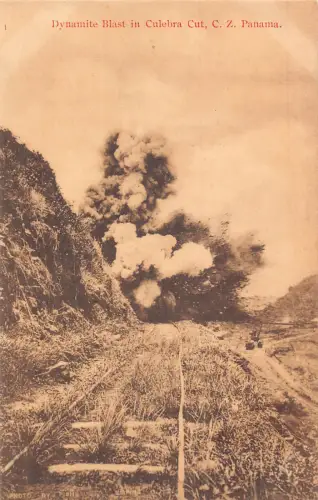 A877 Panama Dynamit Blast in Culebra Cut CZ Eisenbahn Vintage Postkarte