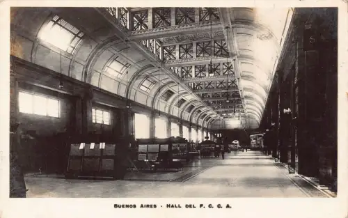 A877 Argentinien Buenos Aires Hall del FCCA Bahnhof Innenraum RPPC Postkarte