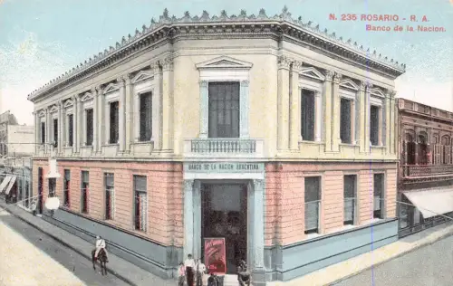 A878 Argentinien Rosario Banco de la Nacion Bank Vintage Postkarte