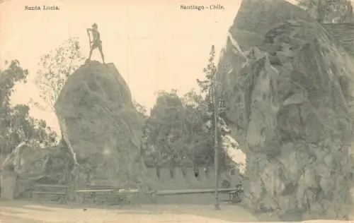 A879 Chile Santiago Santa Lucia Felsen Vintage Postkarte
