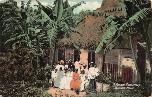 A880 Panama Haushalt und ihre Heimat einheimische Familie ethnische Vintage Postkarte