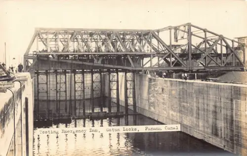 A880 Panamakanal Gatun Schleusen Test Notfalldamm Vintage Postkarte