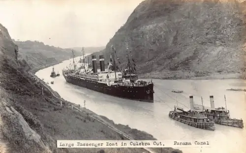 A880 Panamakanal großes Passagierboot Culebra Schnitt Dampfschiff RPPC Postkarte