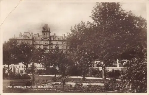 A883 England Upper Gardens and Town Hall Bournemouth RPPC Postkarte