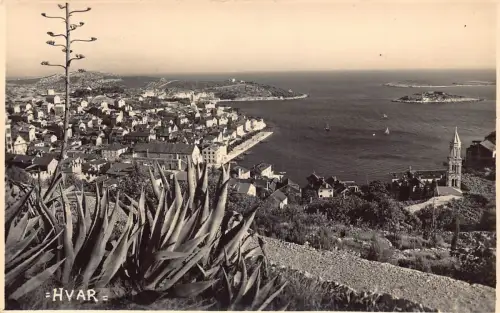 Kroatien Hvar Inseln Gesamtansicht Vintage Postkarte