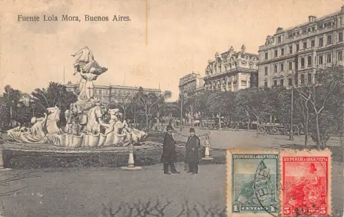 L355 Argentinien Buenos Aires Fuente Lola Mora Brunnen Vintage Postkarte