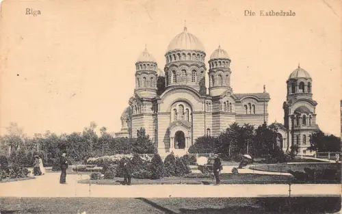 L036 Lettland 1918 Rigaer Domfeld Vintage Postkarte