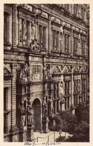Deutschland Heidelberger Schloss Schloss Fassade und Eingang Vintage Postkarte